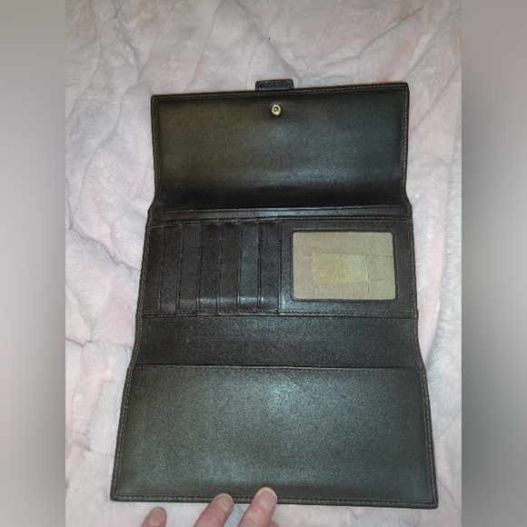 Coach Silver Buckle Leather Brown & Tan Wallet - Picture 9 of 16